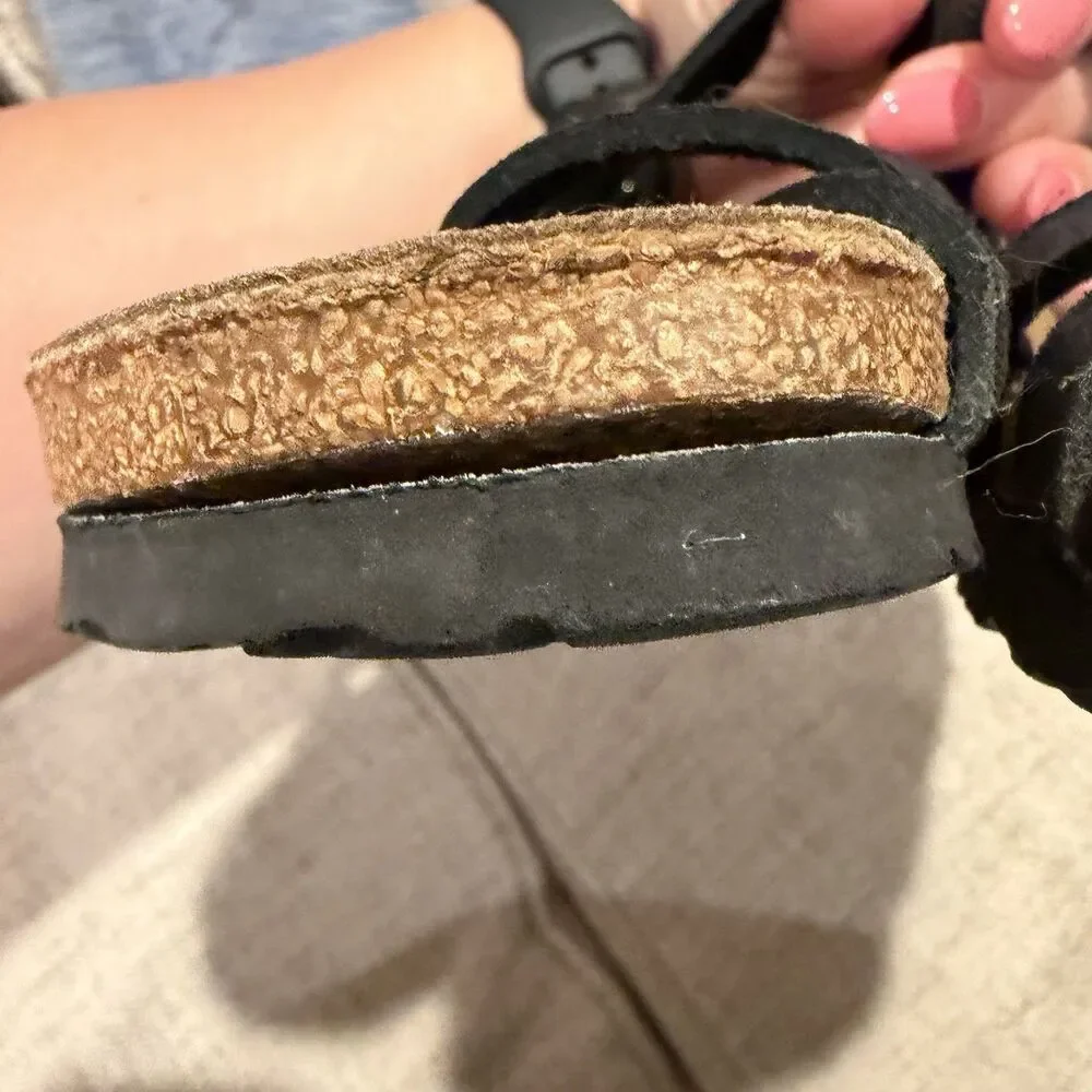 Birkenstock Papillio Black Strappy Cross Toe Loop Sandals Womens 36 US 5-5.5